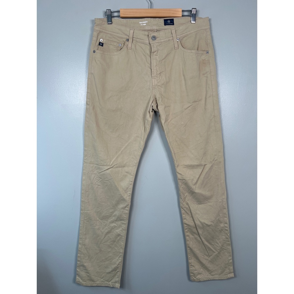 AG Adriano Goldschmied The Everett Pants Slim Straight Mens 33x32 Khaki